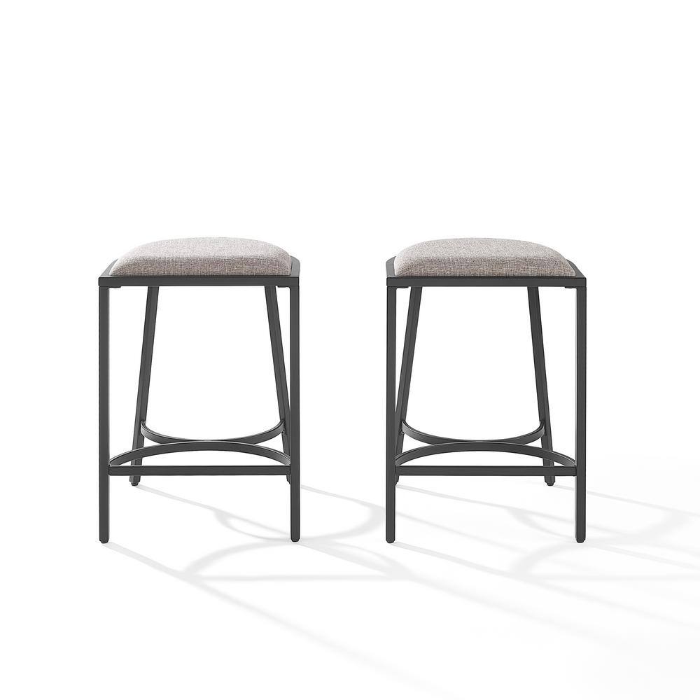 Gray and Matte Black Backless Counter Height Barstools Set
