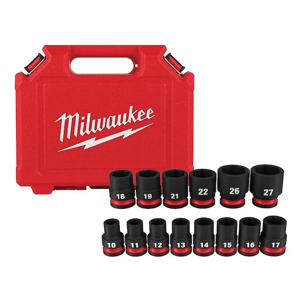 Milwaukee SHOCKWAVE 1/2 in. Drive Metric 6 Point Impact Socket Set (14-Piece)