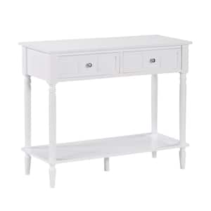 French Country 36 in. White Rectangle Wood Console Table with 2-Drawers