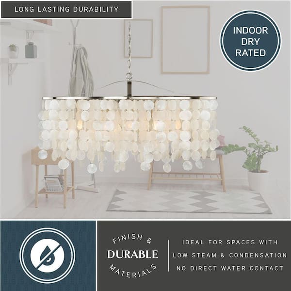 予約✨美✨希少✨AAAAA ガネッシュヒマール ✨アトランティス癒しの海神殿✨ VAXCEL Elsa 5-Light Nickel Coastal Capiz Shell Linear Chandelier