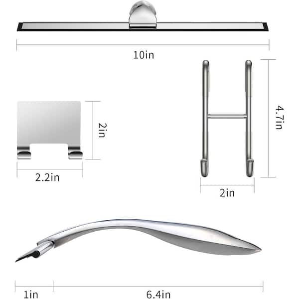 1-Piece 10 in. Stainless Steel Shower in Silver, Window Squeegee with Adhesive Holder for Bathroom Shower Glass Doors