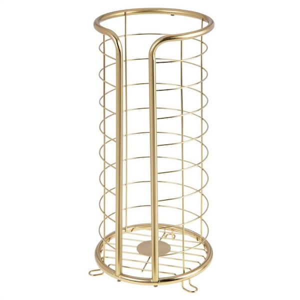 Cubilan Freestanding No Post Metal Toilet Paper Holder Roll Storage Dispenser in Brass