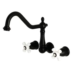 Heritage 2-Handle Wall Mount Roman Tub Faucet in Matte Black