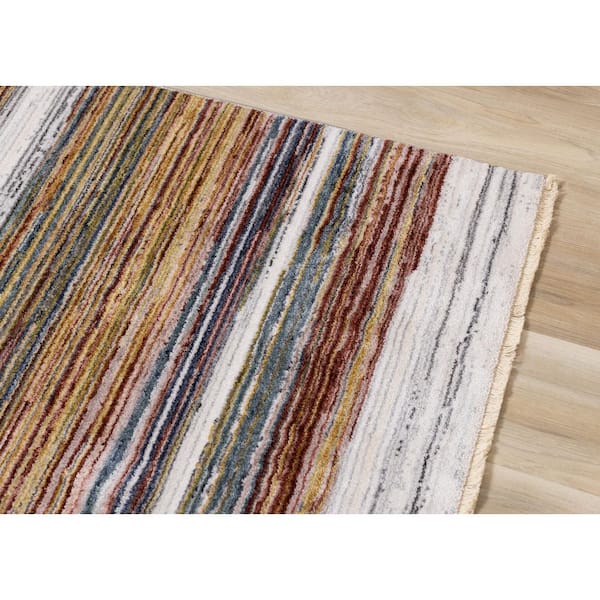 Orenda Collections 8 ft. x 10 ft. Yellow Stripes Indoor Area Rug