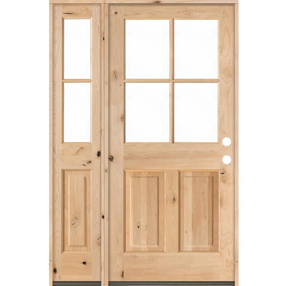 46 in. x 80 in. Knotty Alder Left-Hand/Inswing 4-Lite Clear Glass Unfinished Wood Prehung Front Door with Left Sidelite price history on PriceWatchPro
