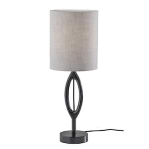 27.5 in. Gray Modern Integrated LED Buffet Table Lamp with Gray Fabric Shade