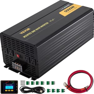Car Power Converter 5000-Watt Modified Sine Wave Inverter DC 24-Volt to AC120-Volt with LCD Remote Control LED Indicator