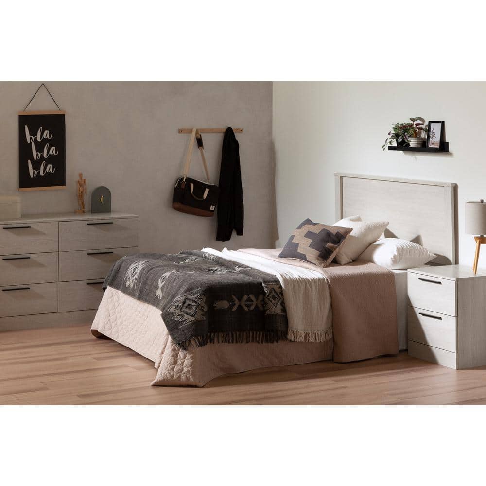 Winter Oak Full Panel Headboard with Large Moldings