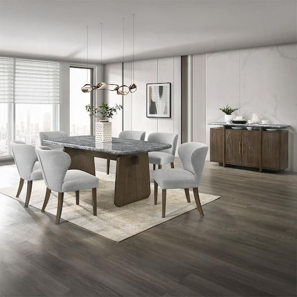 Acme Furniture Meridian Walnut Natural Marble Top 79 in. Double