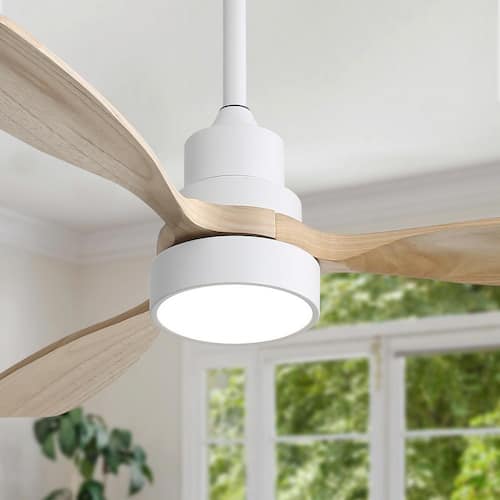 48 in. Indoor/Outdoor White Ceiling Fan Integrated LED with Light Kit and Remote Control Lighting