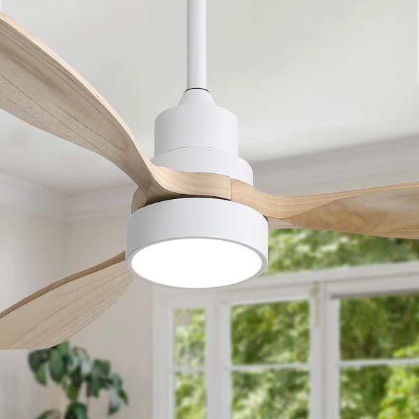 48 in. Indoor/Outdoor White Ceiling Fan Integrated LED with Light Kit and Remote Control
