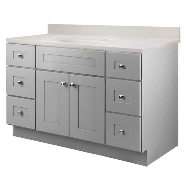 Brookings 49 in. W Bath Vanity in Gray with Ivory Swirl Cultured Marble Top Assembled