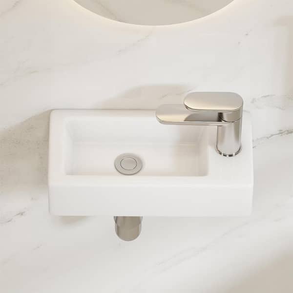 Eridanus Turner 14 in. x 7 in. Crisp White Vitreous China Rectangular Wall-Mount Bathroom Sink with Faucet Hole