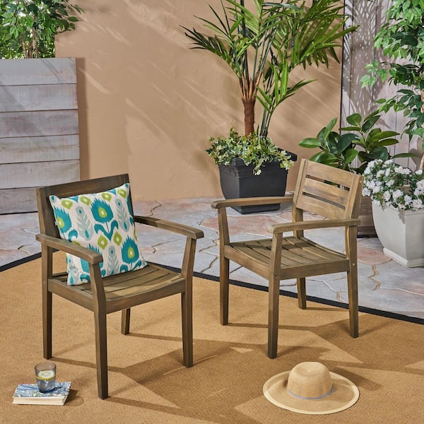 Unbranded (Set of 2) Wood Patio Dining Chairs-Stylish and Durable Outdoor Seating