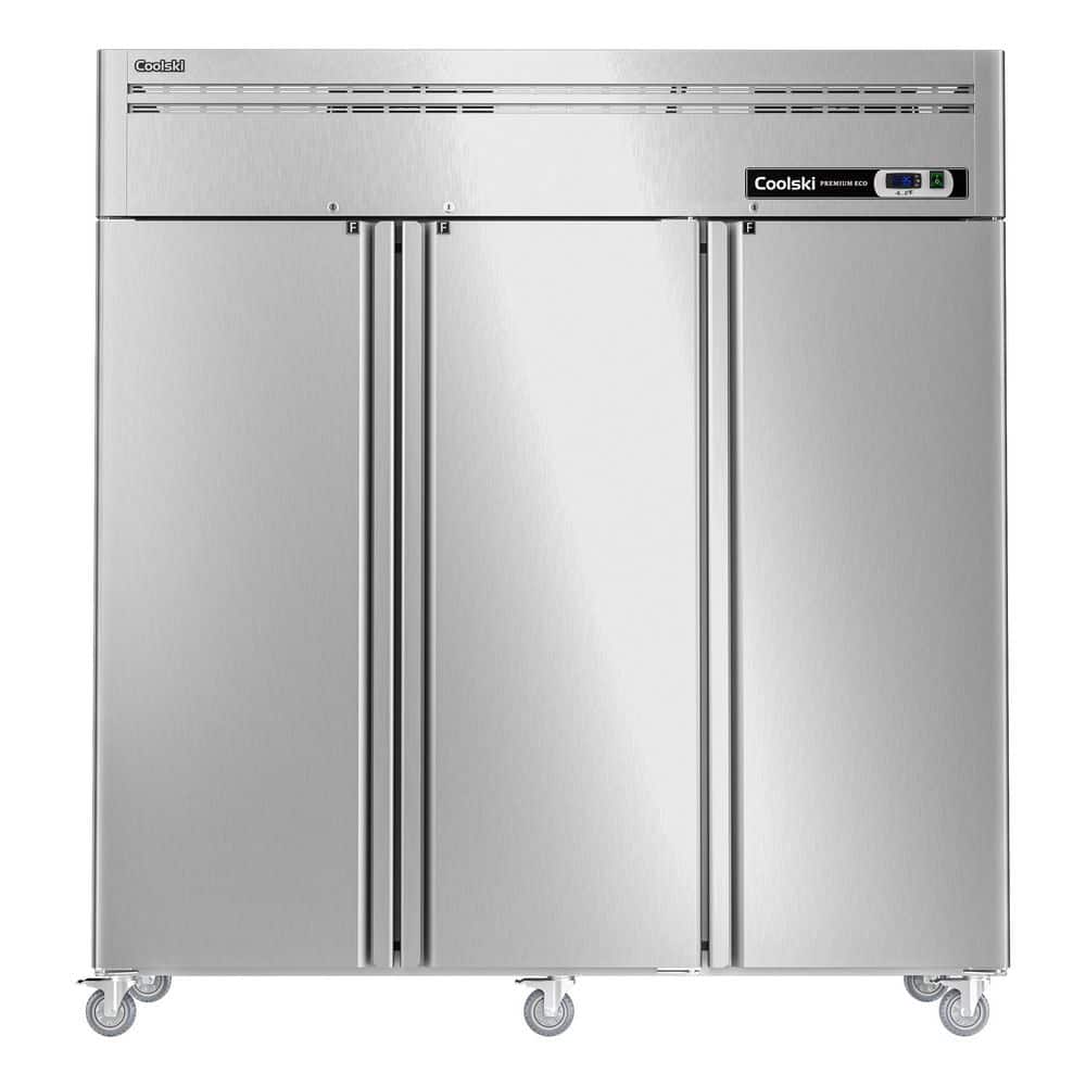 72.8 in. 54 cu. ft. Auto/Cycle Defrost Commercial Freezer Reach in 3 Door Upright Freezer in Stainless Steel