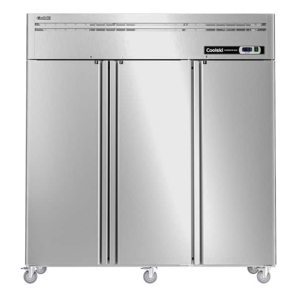 72.8 in. 54 cu. ft. Auto/Cycle Defrost Commercial Freezer Reach in 3 Door Upright Freezer in Stainless Steel