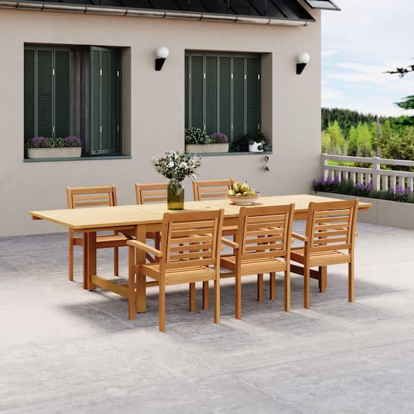 Amazonia Adang  7-Piece Teak Finish Wood 100% FSC Rectangular Patio Dining Set