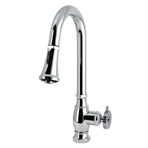 Fuller 1-Handle Deck Mount Pull-Down Sprayer Kitchen Faucet in Polished Chrome