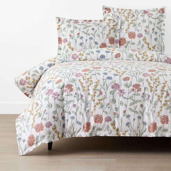 Company Cotton Garden Mirage Percale White Multi Queen Duvet Cover