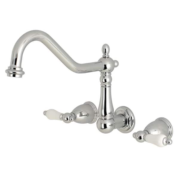 Kingston Brass Heritage 2-Handle Wall Mount Roman Tub Faucet in Polished Chrome