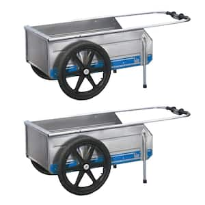 5.51 cu.ft. Metal Folding Garden Cart, Blue Stripe (2-Pack)