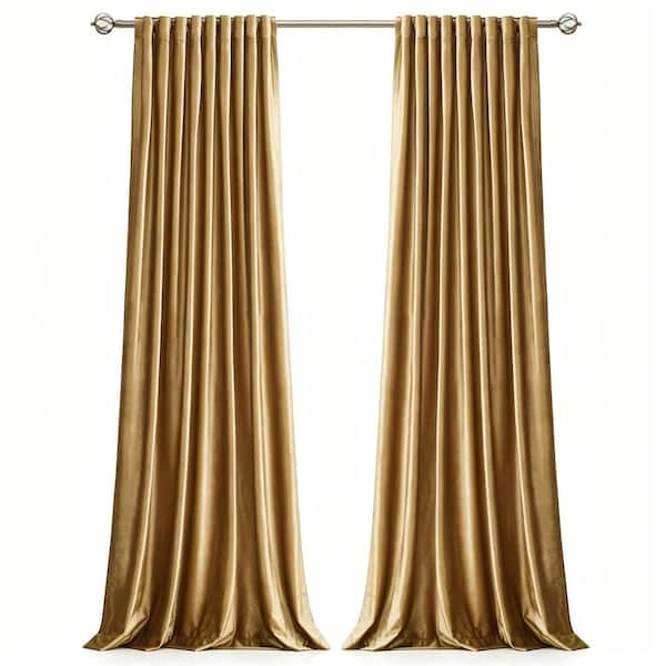 Golden Velvet 52 in. W x 120 in. L Rod Pocket Window Treatment Blackout Curtain Drapes (Set of 2 Panels)