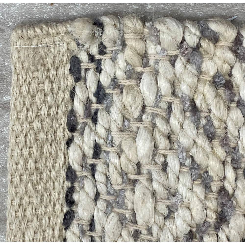 Hand-Woven Geometric Gray and Natural Jute 2x5 Area Rug