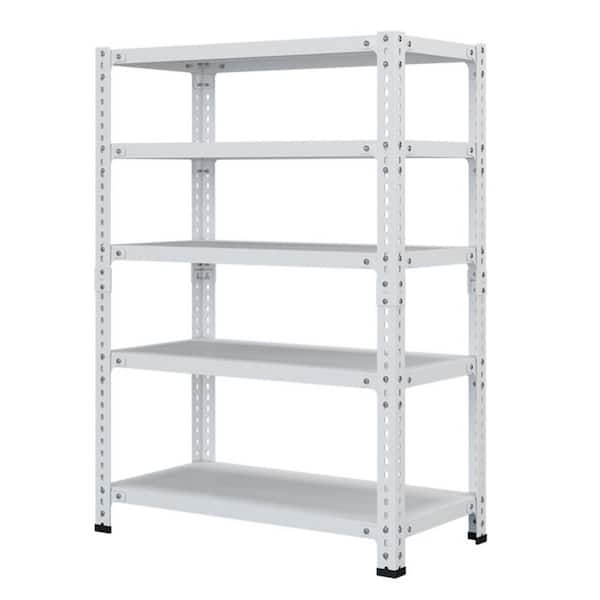 Tileon Kitchen Pantry, Household Storage Rack with Adjustable Display Rack Basement Balcony Storage Rack, Carbon Steel-White