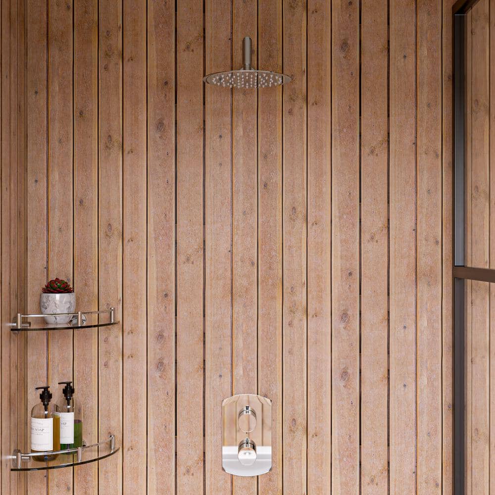 Polished Chrome Wall-Mounted Round Knob Thermostatic Shower Mixer