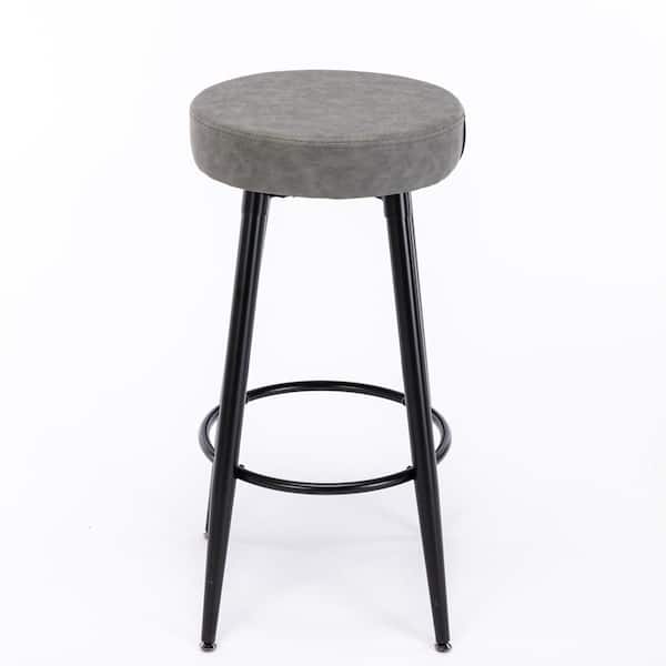 ATHMILE 29 in. Gray Teal Velvet Bar Stool (Set of 2)