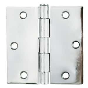 3.5 in. x 3.5 in. Bright Chrome Plain Bearing Steel Hinge (Set of 2)