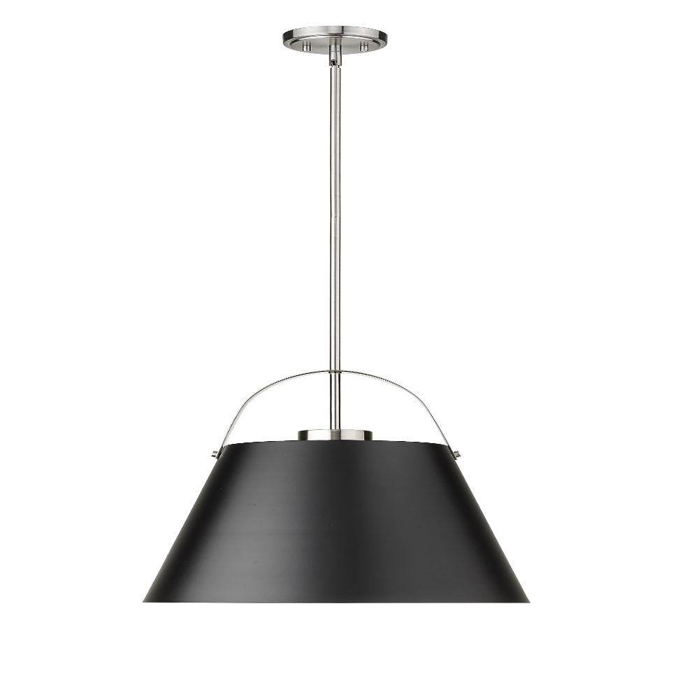 Transitional 18" Matte Black & Brushed Nickel Steel Drum Pendant