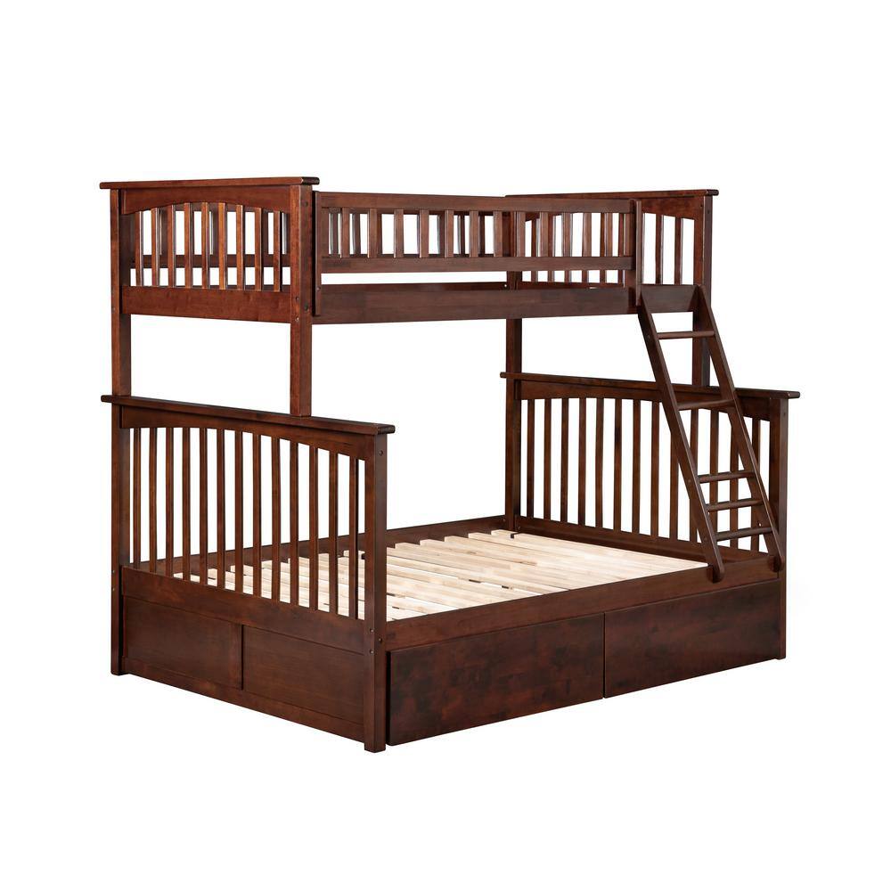Walnut Full Size Bunk Bed with Storage Drawers