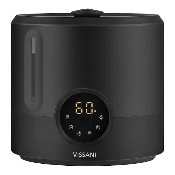 2 Gal. Ultrasonic Humidifier 360 ° Turning Dual Nozzle Cool and Warm Mist for Large Room (600 sq. ft.) in Black