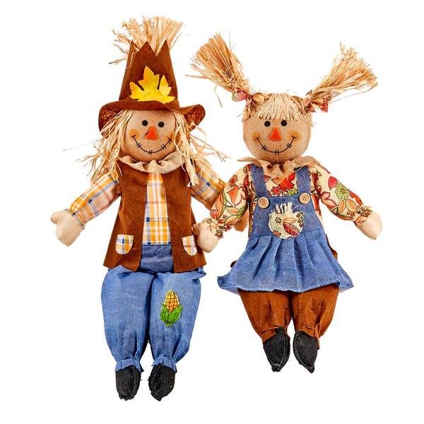 Worth Imports 28 in. Sitting Scarecrow (Set of 2) 2262 The Home Depot