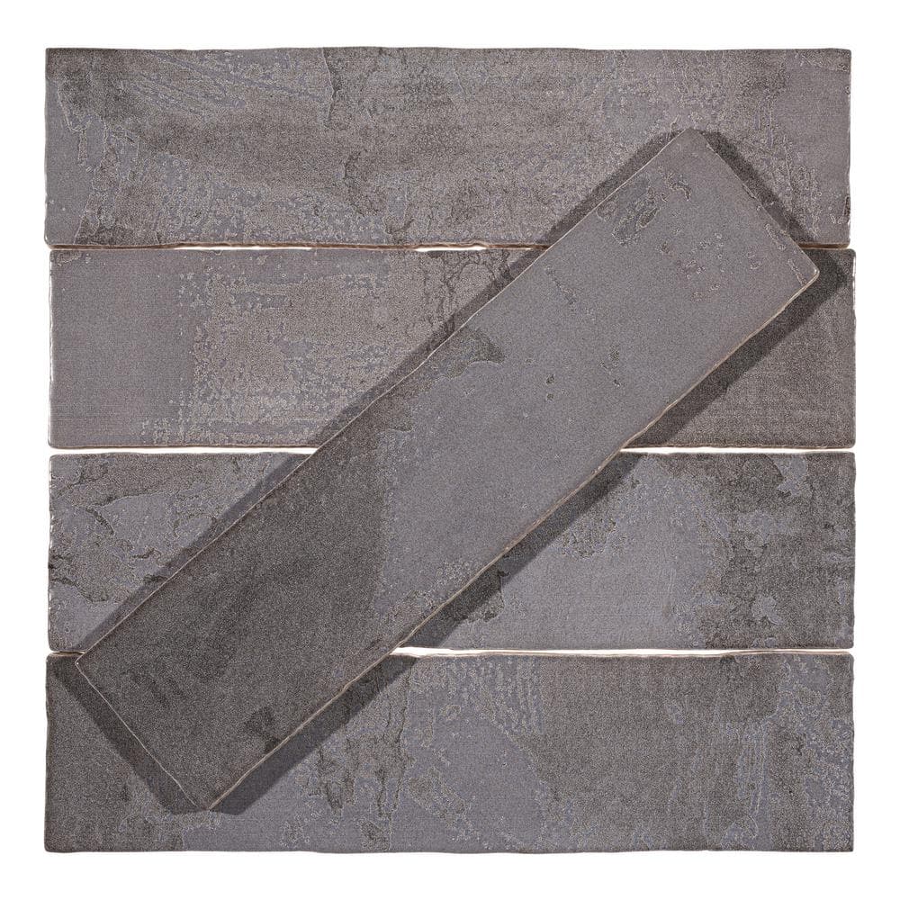 Splash Ink Black 3" x 12" Glossy Ceramic Subway Tile