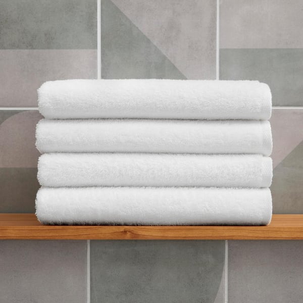 StyleWell Cotton 4-Piece Bright White Bath Towel Set