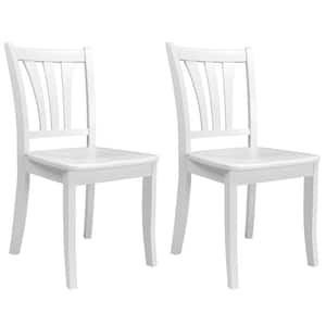 Dillon White Solid Wood Curved Vertical Salt Backrest Dining Chairs (Set of 2)