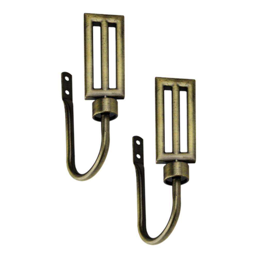 Antique Brass Metal Curtain Holdback Set