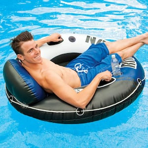 River Run 1 Blue Round Vinyl Inflatable Floating Tube Raft for Lake, River and Pool (6-Pack)