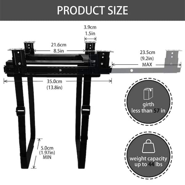 BIBIVIS Black Under Desk Slide Out PC Mount, Adjustable CPU Holder