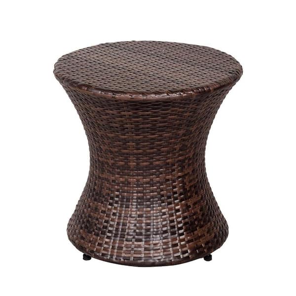 Unbranded Brown Round Wicker Outdoor Side Table