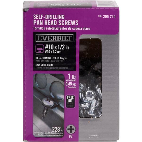 Everbilt #10 1/2 in. Phillips Pan-Head Self-Drilling Screw 1 lb.-Box (228-Piece)