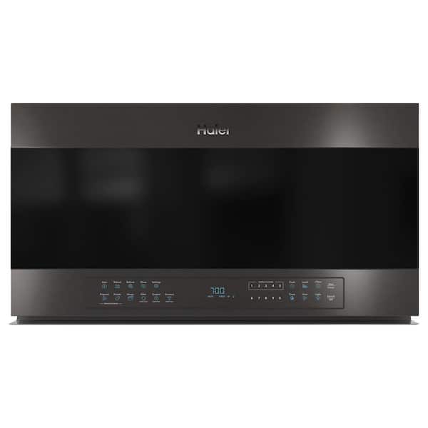 Haier 1.6 cu. ft. Smart Over the Range Microwave in Black Stainless Steel with Sensor Cooking