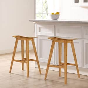 Tigris 26 in. Caramelized with Exotic Tiger Accent 100% Solid Classic Bamboo Counter Stool (Set of 2)