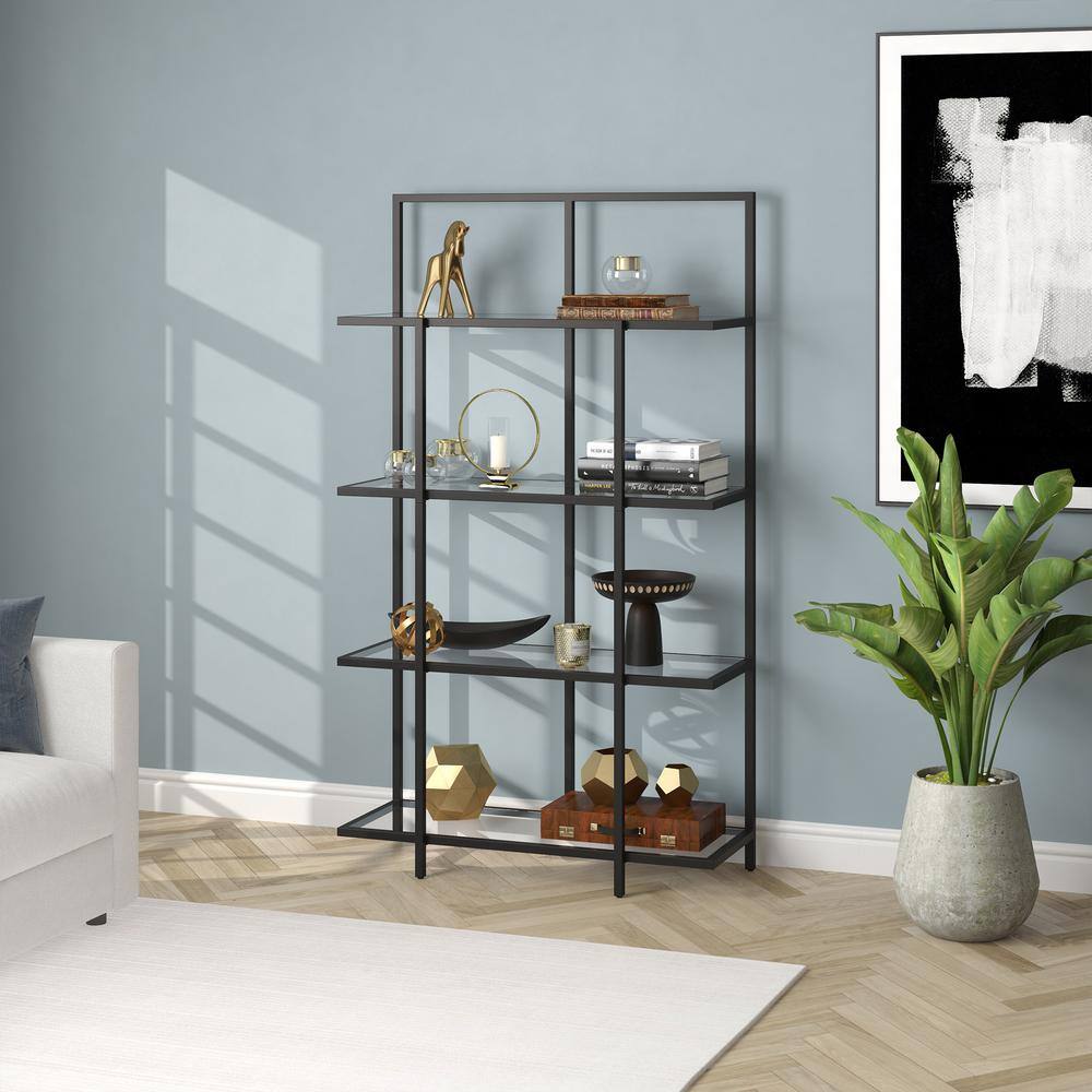 Ingels 62'' Blackened Bronze Steel and Glass Modern Etagere Bookcase