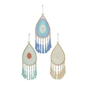 34 in. H x 0.3 in. Multi Color Cotton Bohemian Dreamcatcher Wall Decor ( Set of 3)