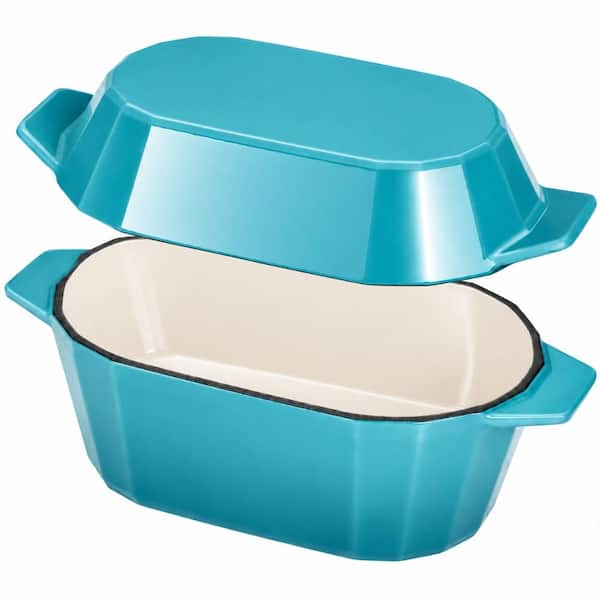 3 qt Oval Enameled Cast Iron Dutch Oven Bread Pan with Lid, Non-Stick Ceramic Coating