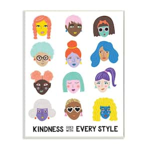 "Kindness Style Phrase Inclusive Female Portraits" by Nadia Hassan Unframed People Wood Wall Art Print 10 in. x 15 in.