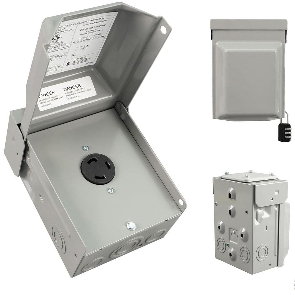 30 Amp NEMA L5-30R Outdoor Power Outlet Box, 125V ETL Listed Weatherproof Lockable Electrical Panel for RV, Generator price history on PriceWatchPro